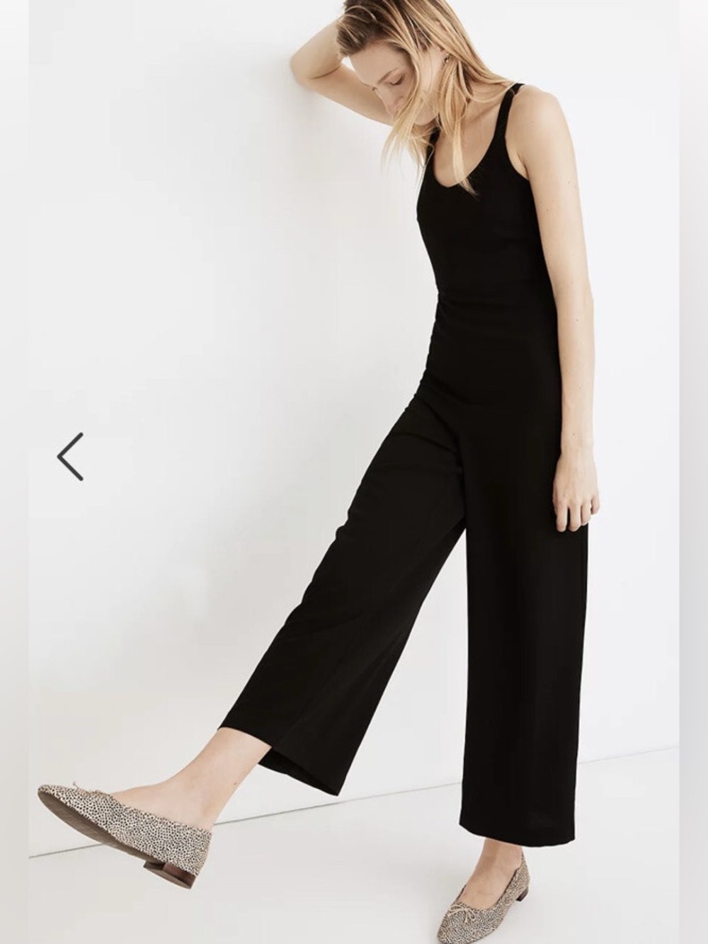 Madewell Black Crepe Scoop Neck Jumpsuit w Wide Leg Cropped Trousers Sz 4 Petite